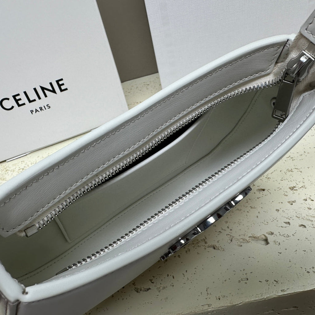 CELINE MINI 22 TILLY BAG IN WHITE SHINNY CALFSKIN