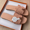 HERMES 0RAN SANDALS IN PEACH PINK CALFSKIN