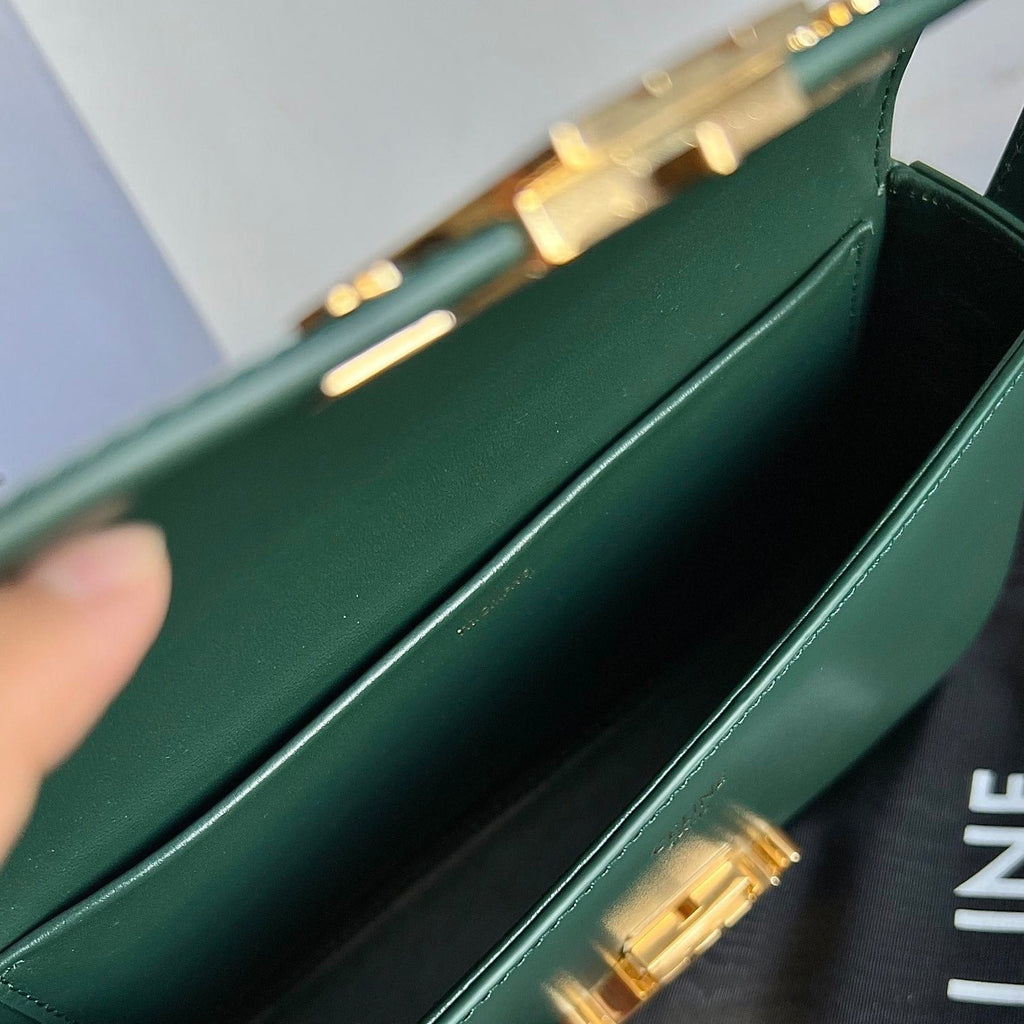 CELINE TRIOMPHE 20 DARK GREEN CALFSKIN