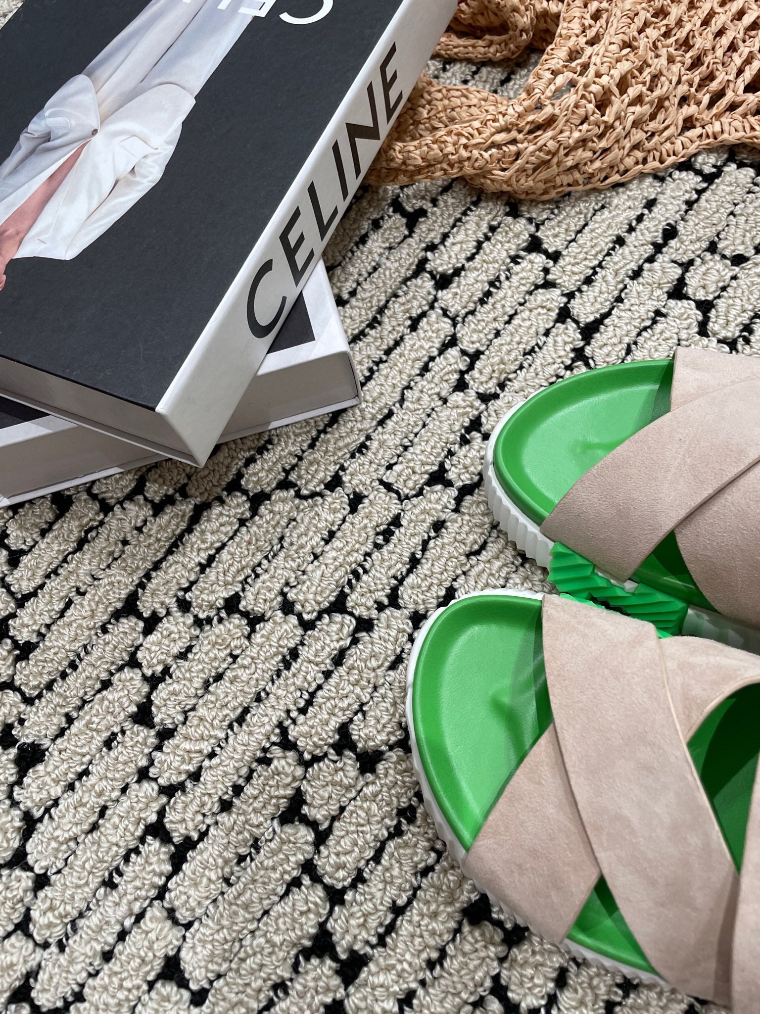 HERMES ELECTRIC SANDAL GREEN MIX LIGHT GRAY SUEDE