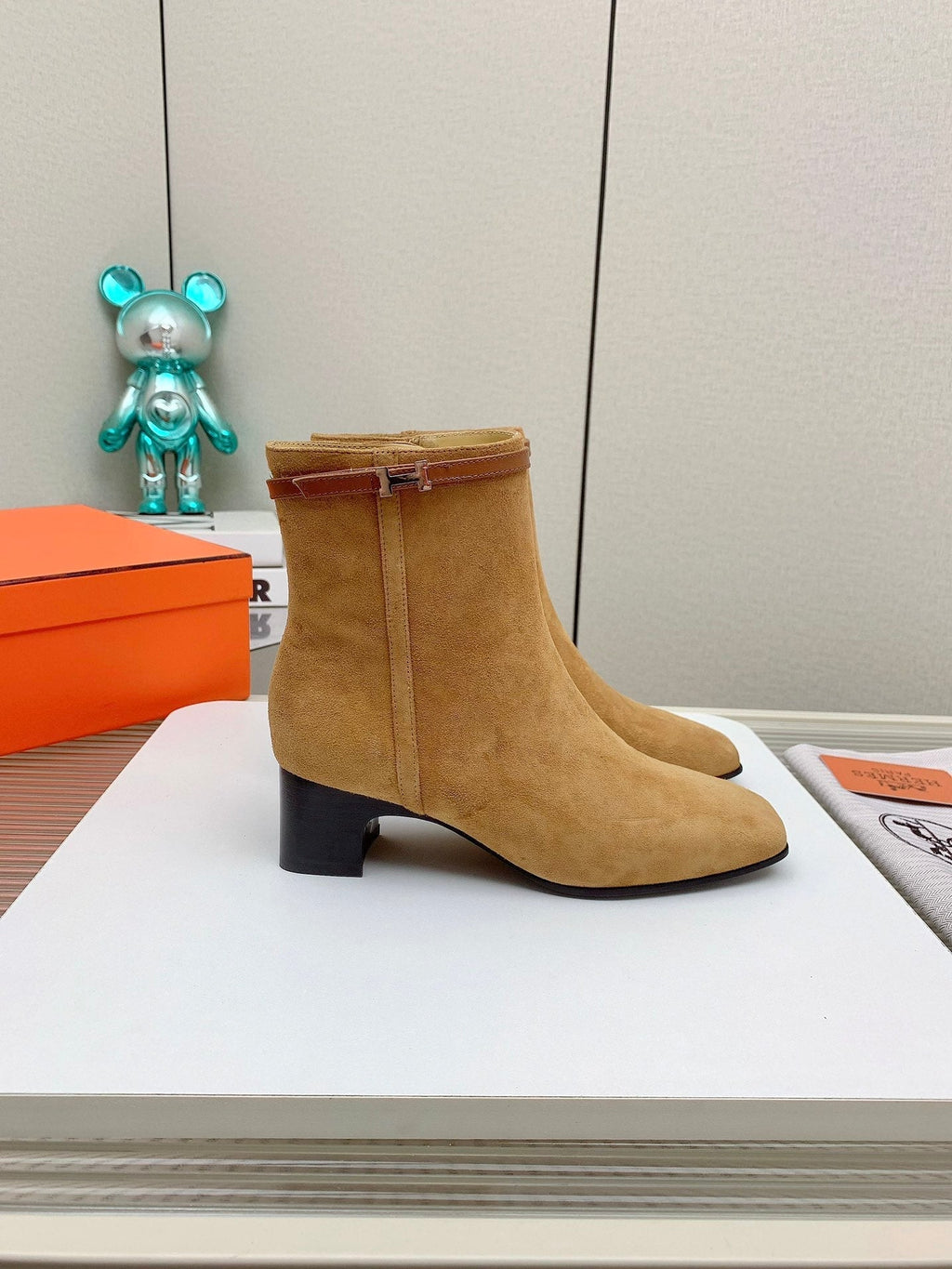 HERMES WOMEN'S NEO ANKLE BOOT IN PEANUT BROWN SUEDE