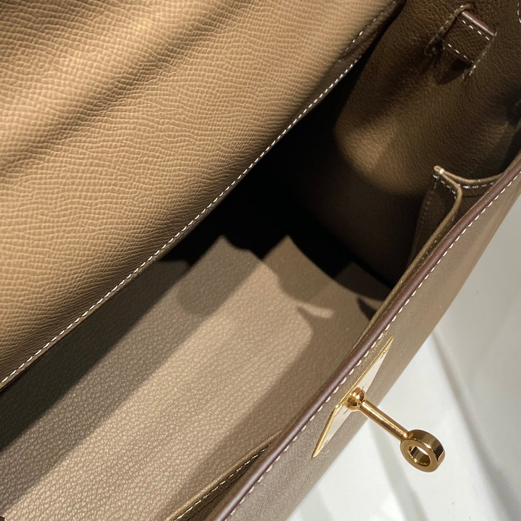 HERMES KELLY 32CM IN ETOUPE EPSOM CALFSKIN GOLD HARDWARE