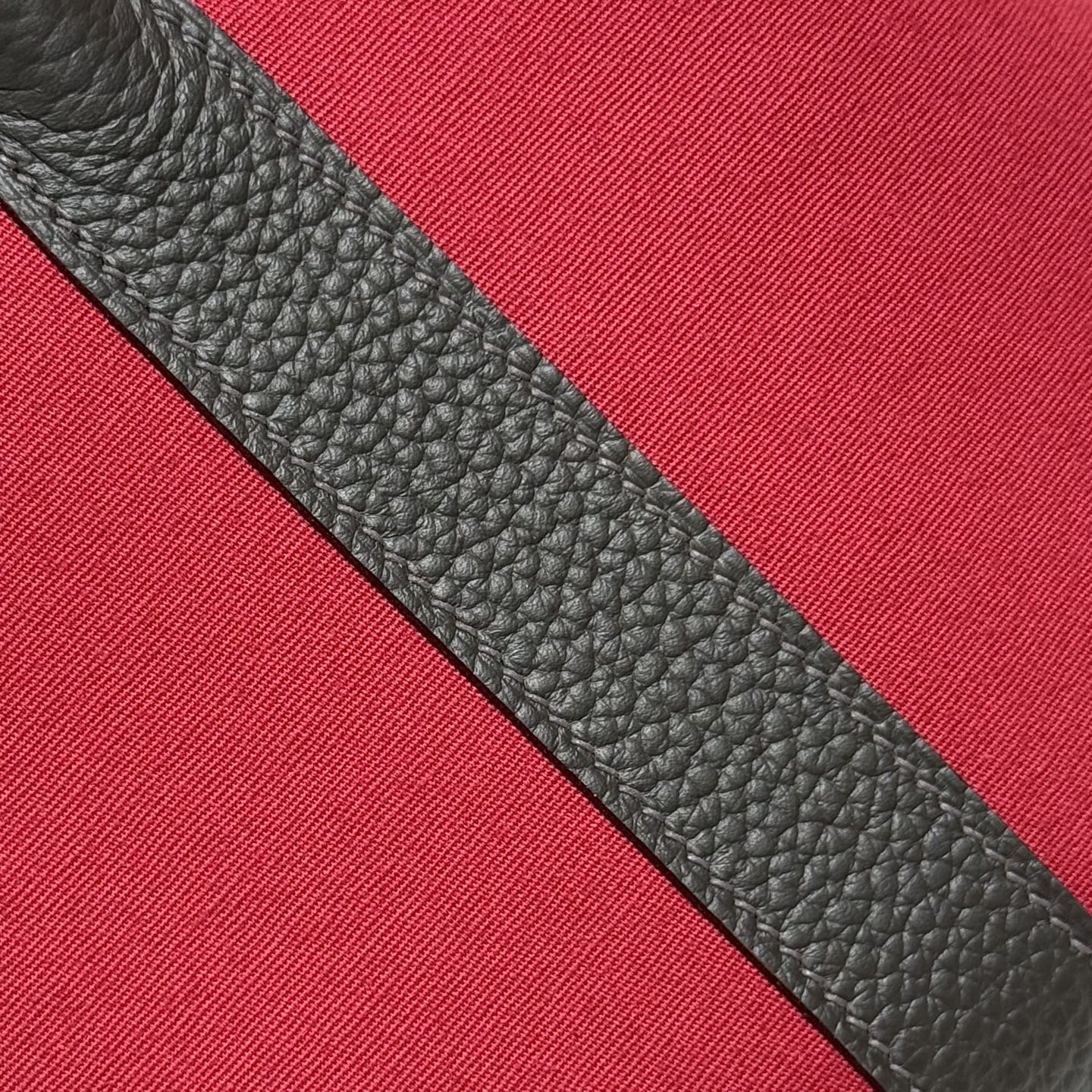 HERMES GARDEN PARTY 30CM IN RED TOILETS COTTON CANVAS AND DARK BROWN CALFSKIN PINK ON SIDE OTHER