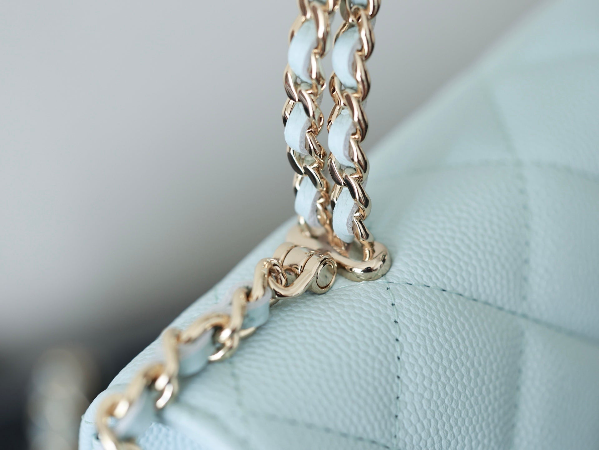 CHANEL 25S KELLY IN PASTEL BLUE LAMBSKIN WITH SILVER HARDWARE