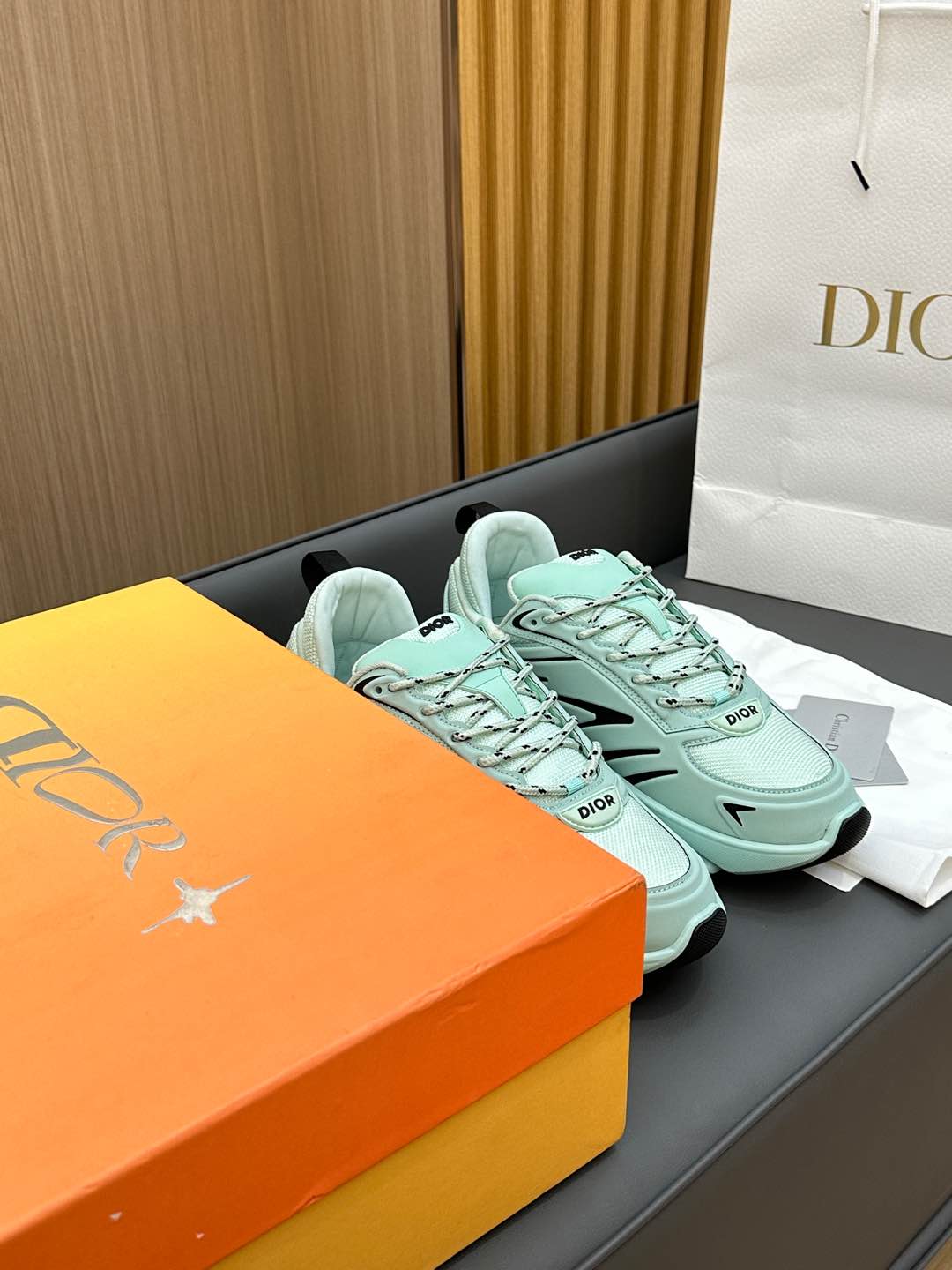 DIOR B44 BLADE SNEAKER AQUAMARINE BLUE TECHNICAL MESH AND TECHNICAL FABRIC