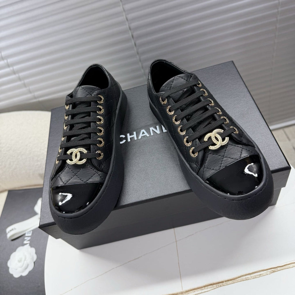 CHANEL 25S TRAINERS BLACK FULL 35MM IN CALFSKIN