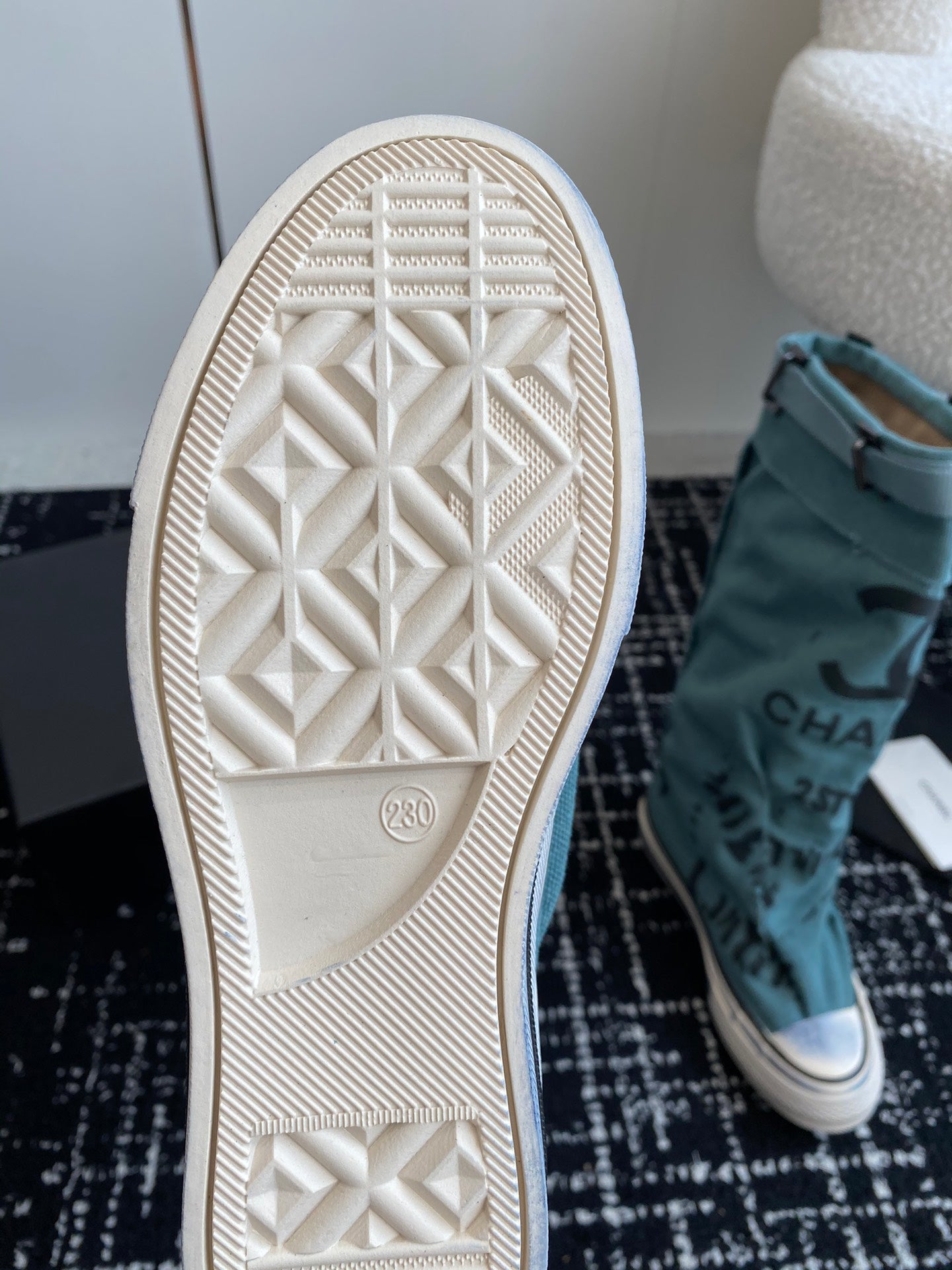 CHANEL HIGH BOOTS IN SAPPHIRE BLUE CANVAS