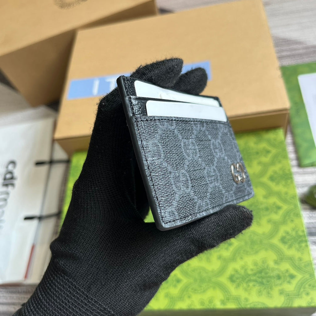GUCCI CARD CASE 11 WITH  DETAIL BLACK CALFSKIN