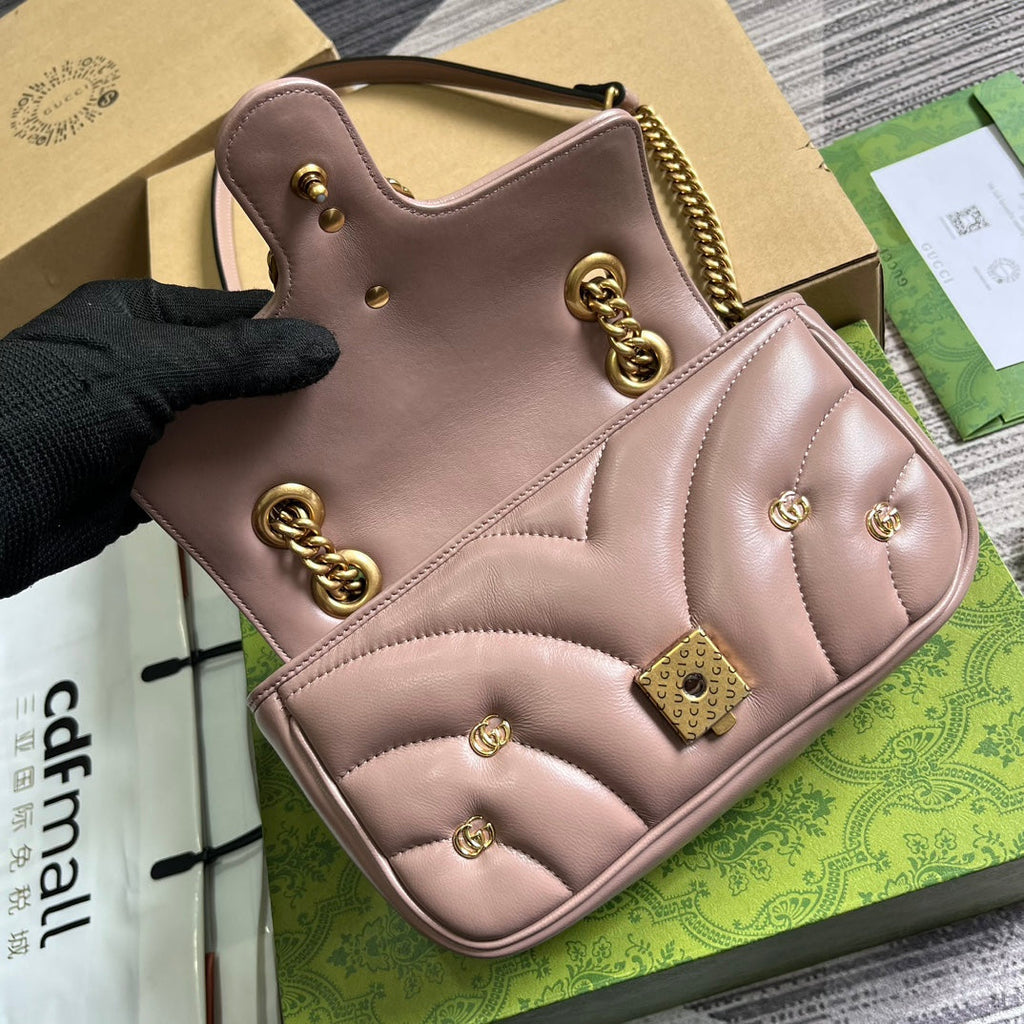 GUCCI MARMONT SMALL 22 BAG IN HOT PINK LAMBSKIN