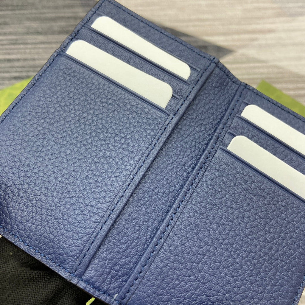 GUCCI LONG CARD HOLDER 12 IN CLASSIC BLUE CALFSKIN