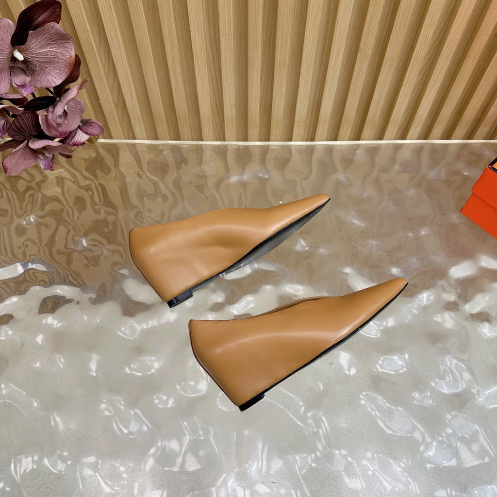 HERMES 25S HIGH-HEEL WEDGE SHOES 50 MM IN BROWN LAMBSKIN