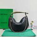 BOTTEGA VENETA SARDINE 33 WITH CHAIN IN BLACK LAMBSKIN