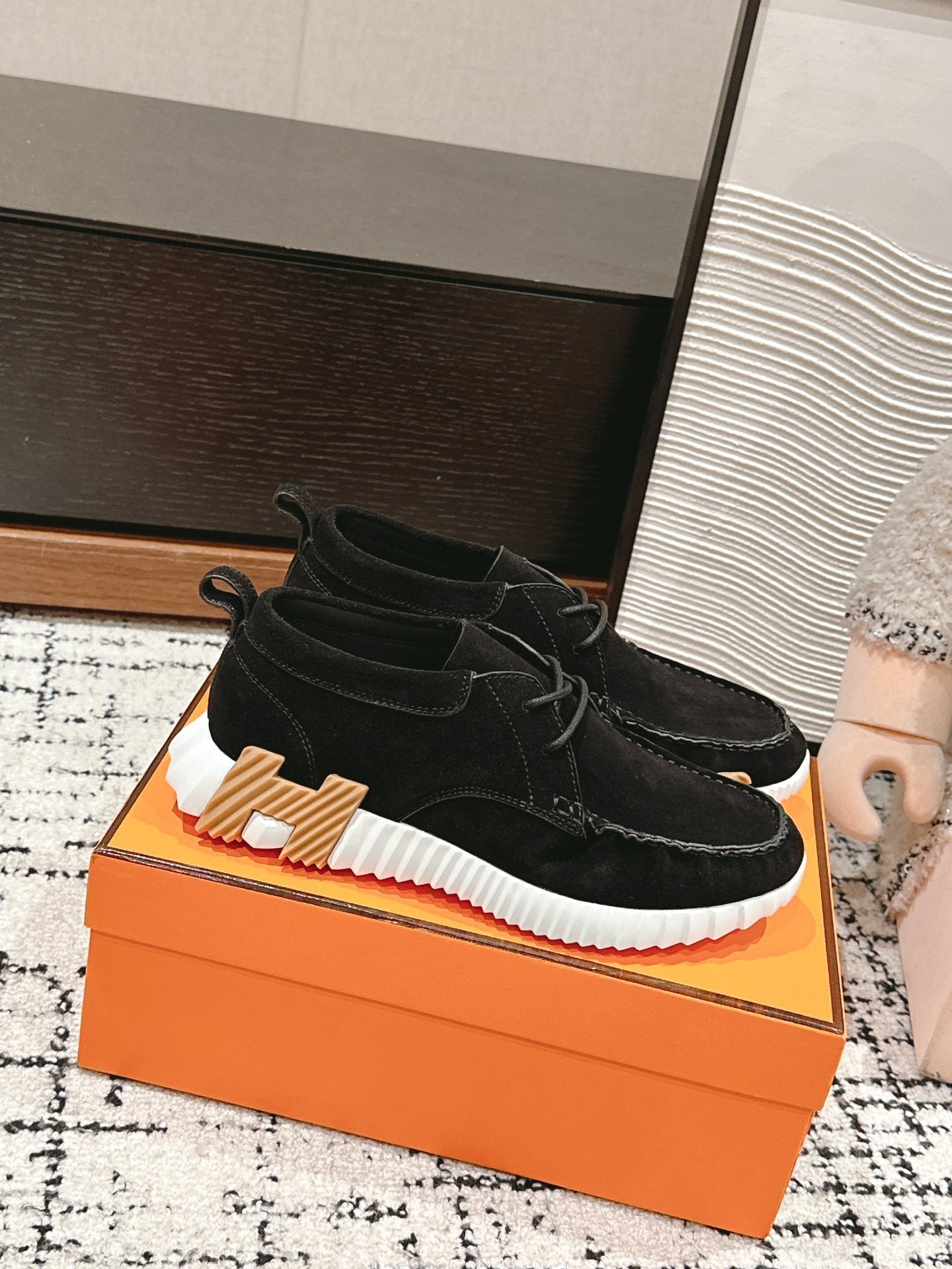 HERMES INCREASE SNEAKER IN BLACK SUEDE