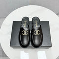CHANEL FLAT MULE 25S IN BLACK CALFSKIN STYLE 7
