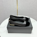 CHANEL BALLET FLATS 25S IN BLACK LAMBSKIN AND SUEDE WITH PEARL HEEL