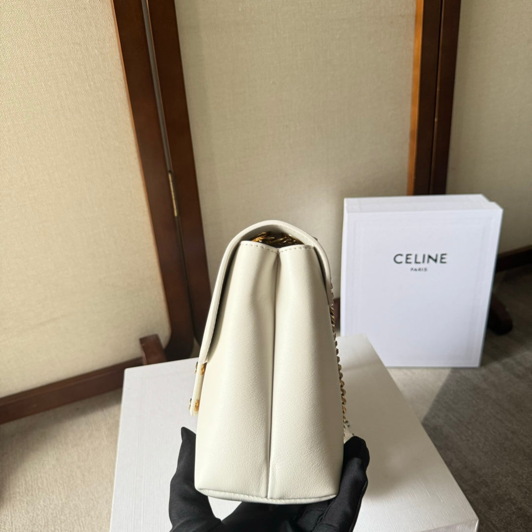 CELINE MEDIUM  VICTOIRE BAG 25 IN IVORY CALFSKIN