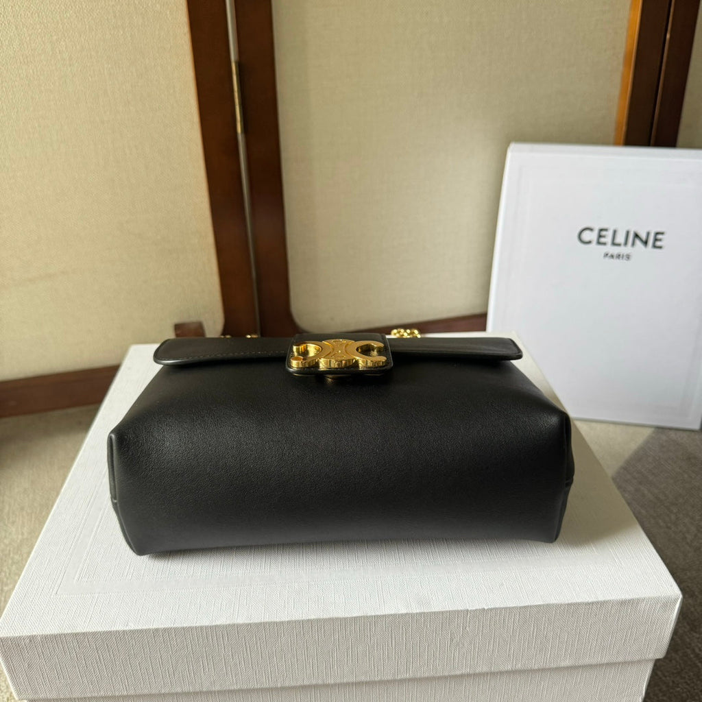 CELINE MEDIUM  VICTOIRE BAG 23 IN BLACK CALFSKIN