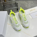 DIOR CD CHORONO SNEAKER IN WHITE AND LIGHT GREEN MESH