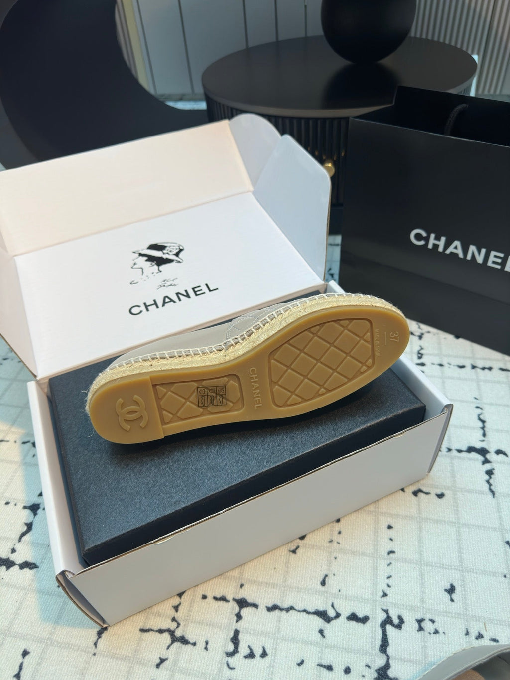 CHANEL ESPADRILLES LOAFERS IN FLINT GREY LAMBSKIN