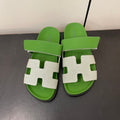 HERMES CHYPRE SANDAL GREEN MIX CREAM CALFSKIN