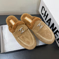 CHANEL LOAFERS MULE IN PEANUT BROWN SUEDE AND FLEECE LINING