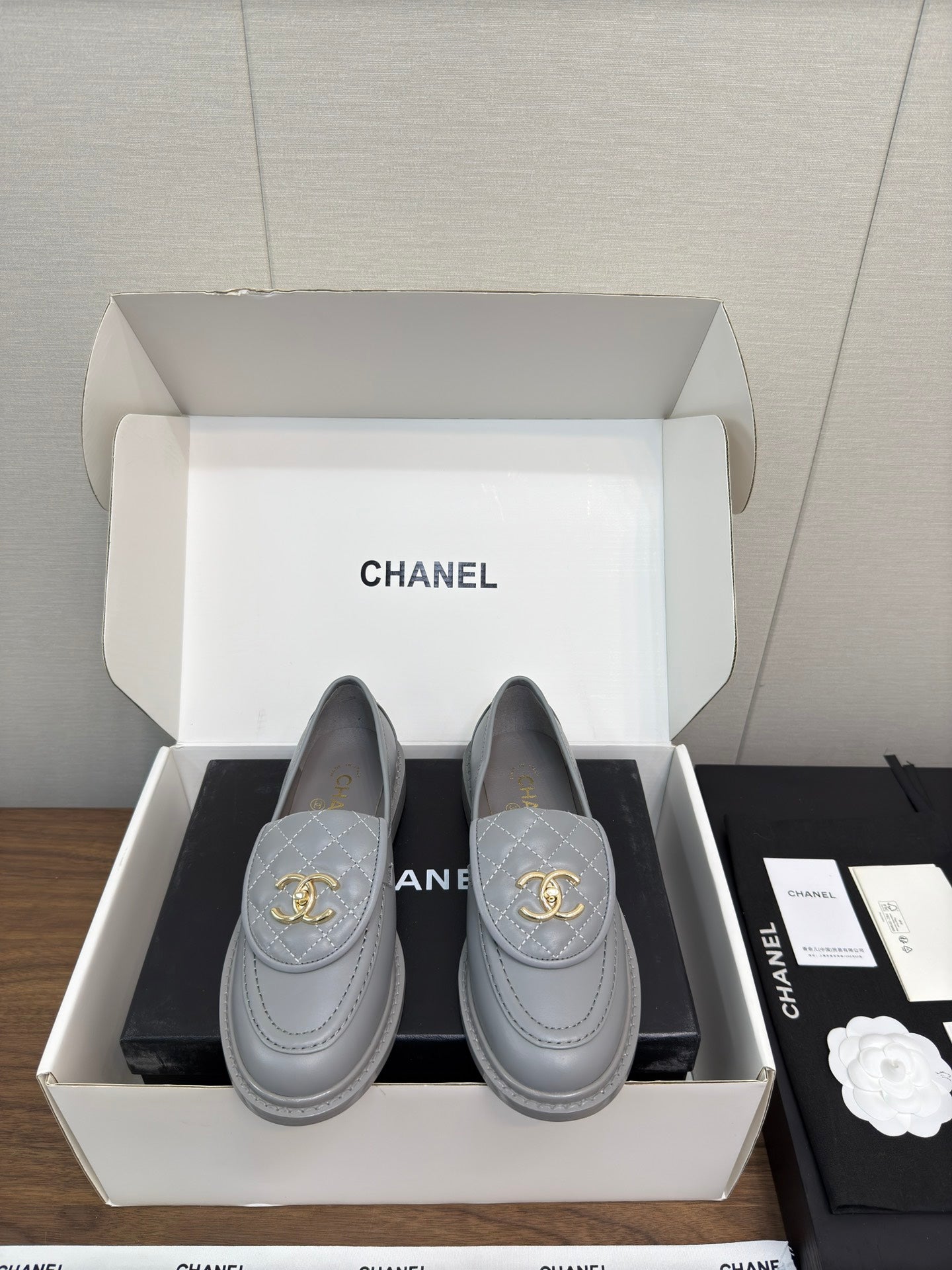 CHANEL MOASIN 2.5 CM IN ASH GRAY PREMIUM LAMBSKIN