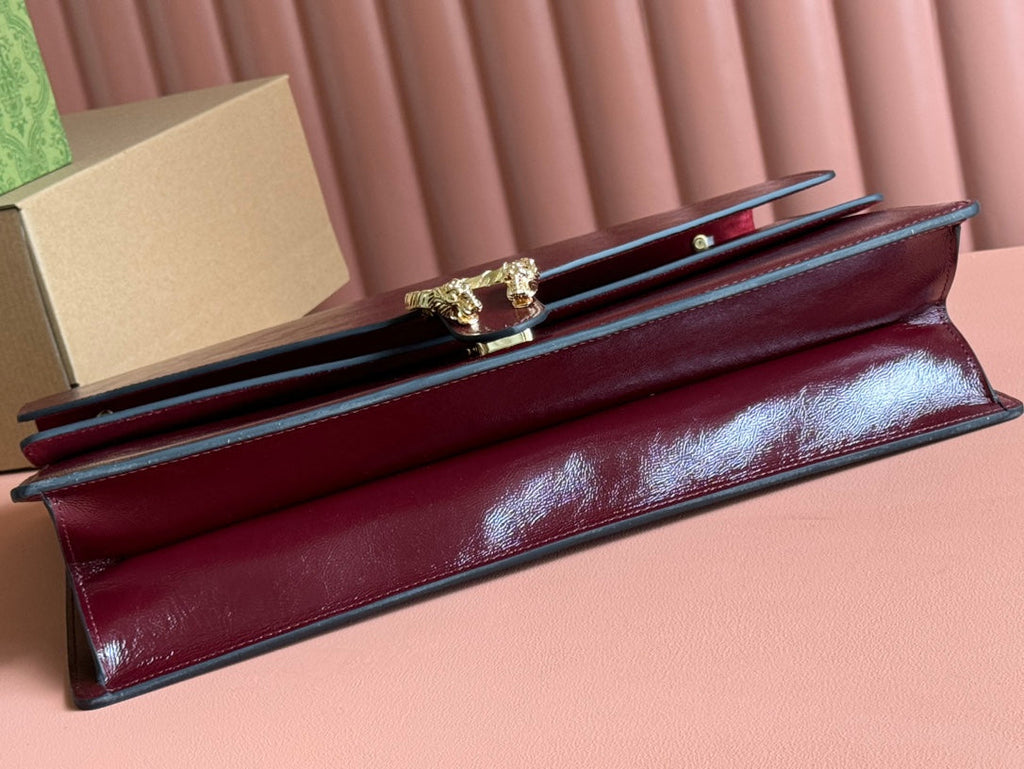 GUCCI DIONYSUS LAGRE SHOULDER BAG 42 IN ROSSO ANCORA RED  GLOSSY LAMBSKIN
