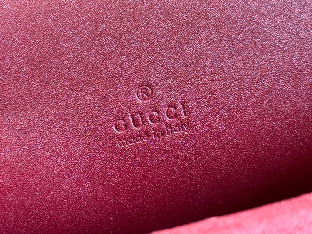 GUCCI DIONYSUS MEDIUM SHOULDER BAG 27.5 IN ROSSO ANCORA RED  SUEDE