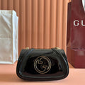 GUCCI SMALL BLONDIE SHOULDER BAG 21.5 IN BLACK PATENT CALFSKIN