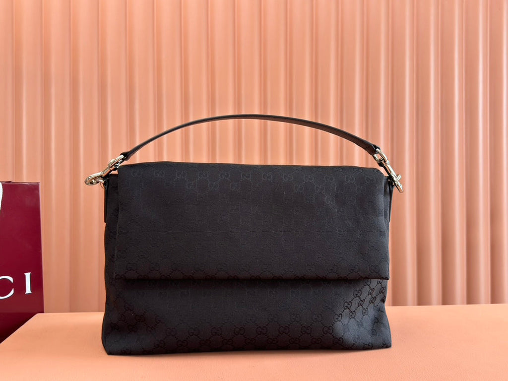 GUCCI LARGE CROSSBODY BAG 36 IN BLACK CANVAS