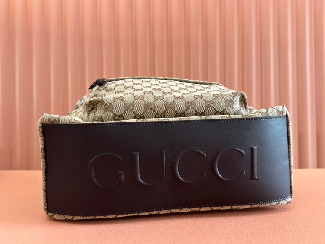 GUCCI MEDIUM BACKPACK 42 IN BEIGE AND DARK BROWN  CANVAS