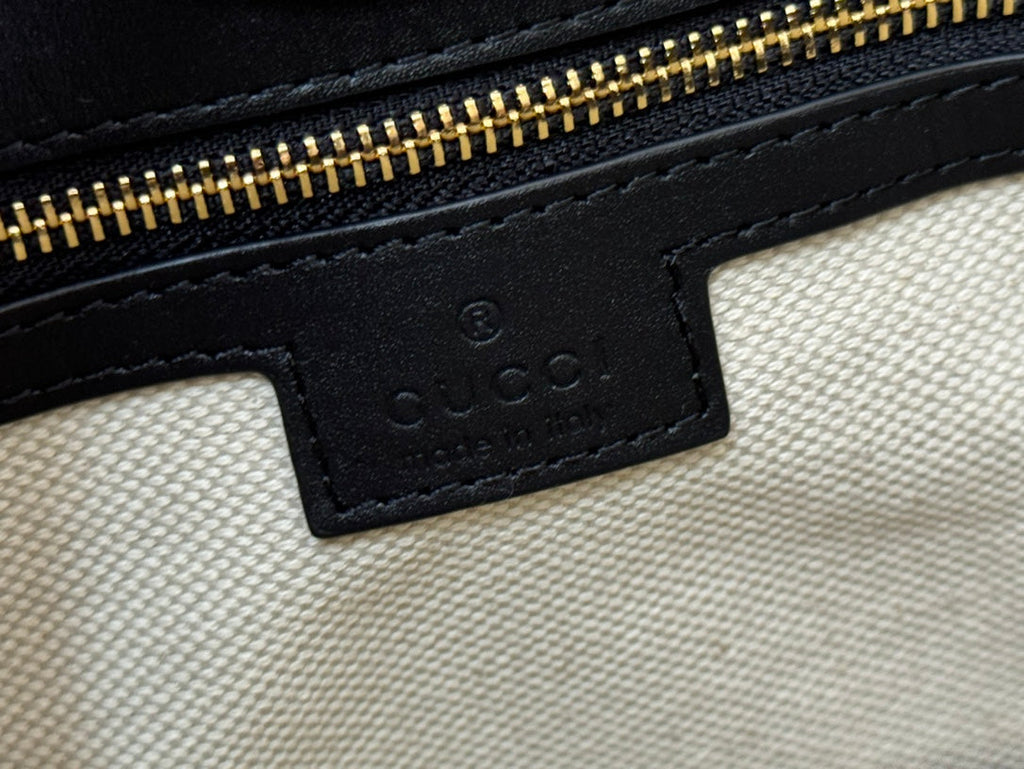GUCCI 73 MEDIUM BUCKET BAG 27.5 IN BLACK SMOOTH CALFSKIN