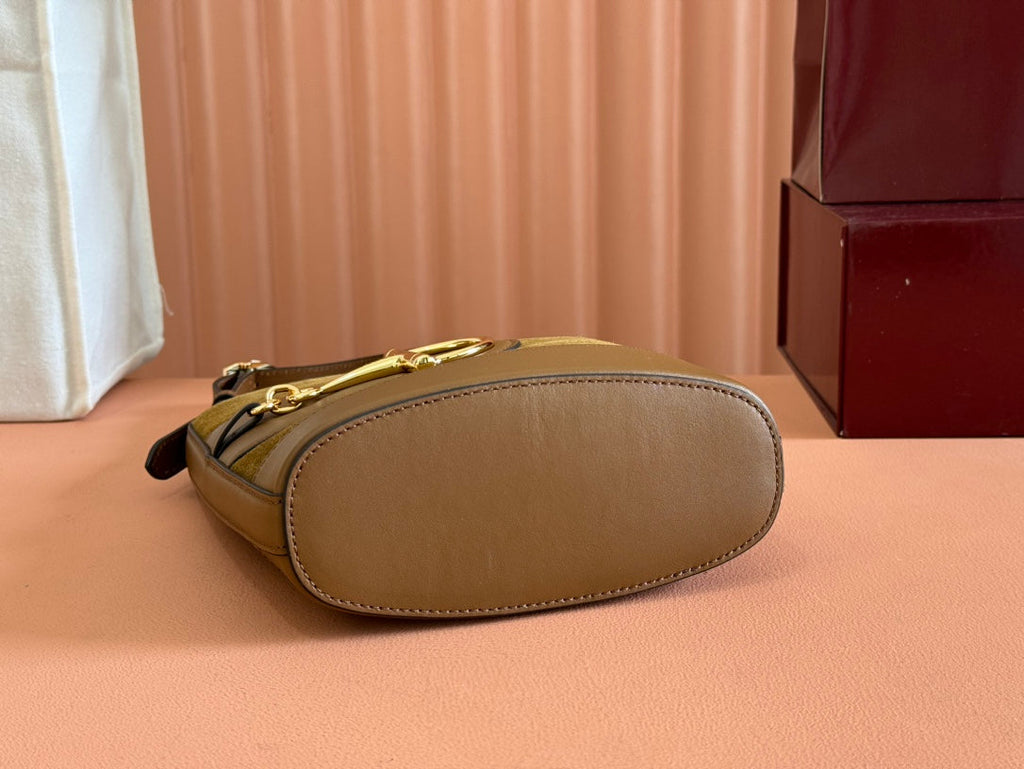 GUCCI 73 SMALL BUCKET BAG 20 IN BROWN SOFT SUEDE AND CALFSKIN