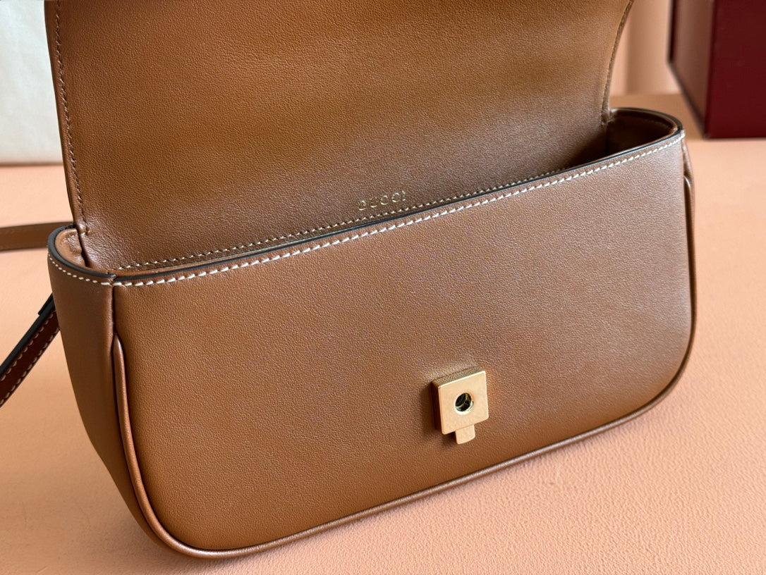GUCCI SMALL HORSEBIT 1955 SHOULDER BAG 22.6 IN BROWN CALFSKIN