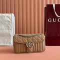 GUCCI MARMONT SMALL SHOULDER BAG 26 IN BROWN LAMBSKIN