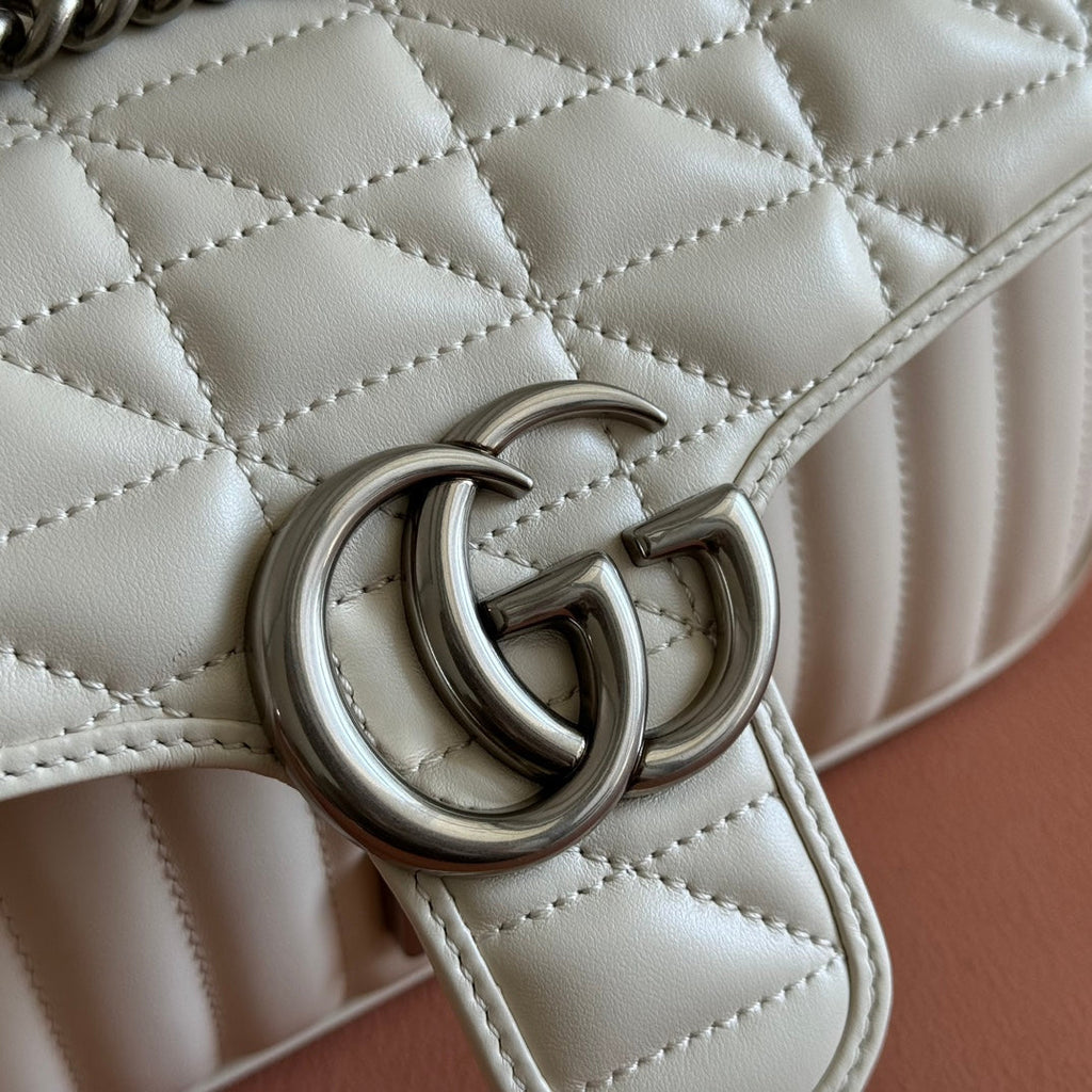 GUCCI MARMONT SMALL SHOULDER BAG 26 IN OFF WHITE LAMBSKIN