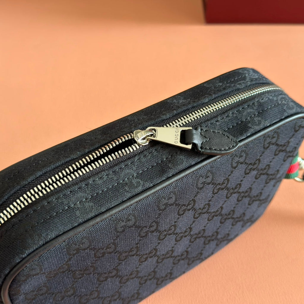 GUCCI SMALL CROSSBODY BAG 23.5 IN BLACK  CANVAS