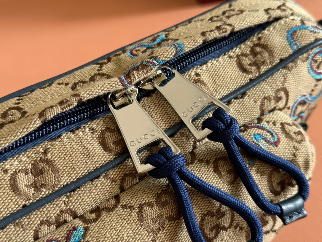 GUCCI OPHIDIA BELT BAG 34 IN LIGHT BROWN  CANVAS