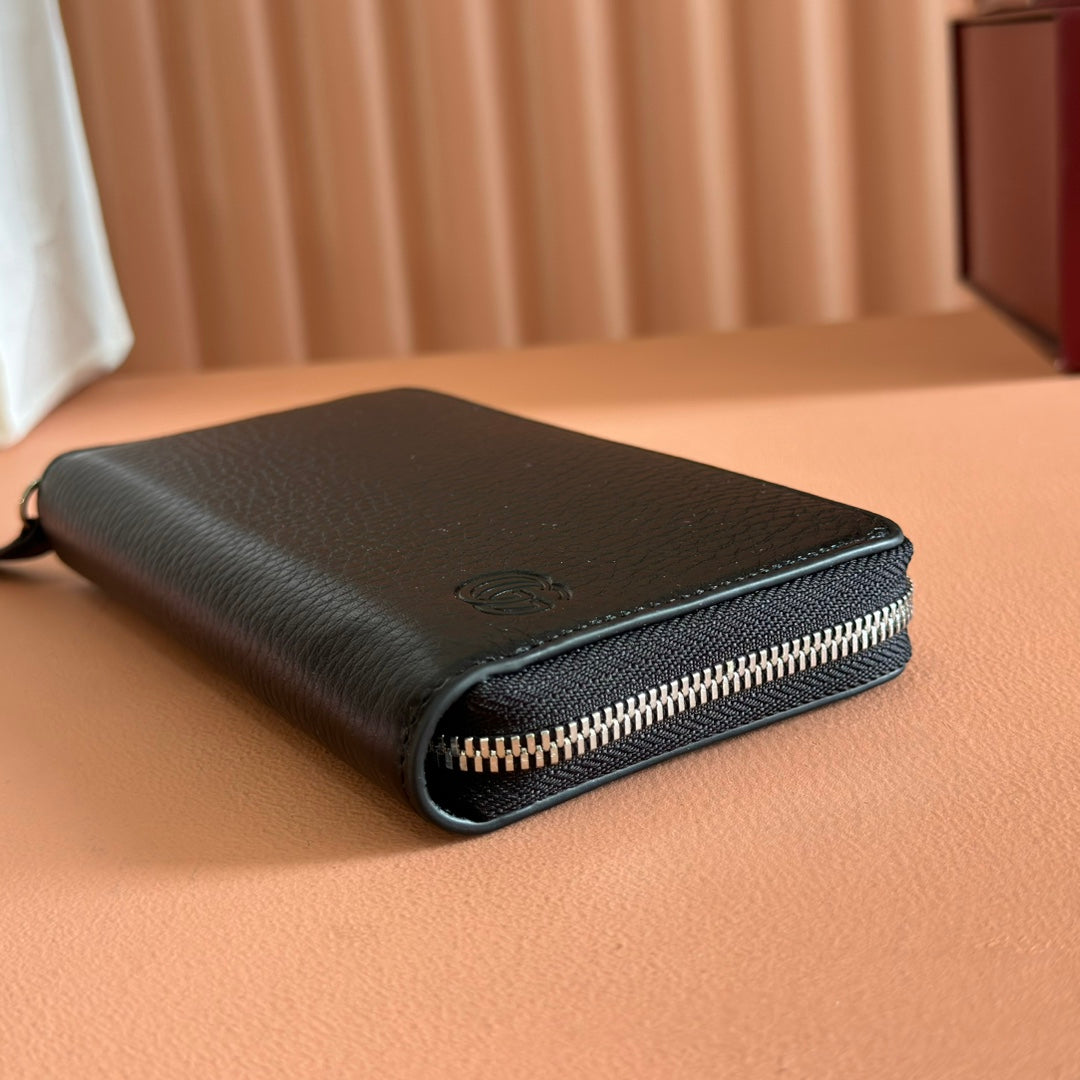 GUCCI MARMONT 19 LONG WALLET IN BLACK CALFSKIN SILVER HARDWARE