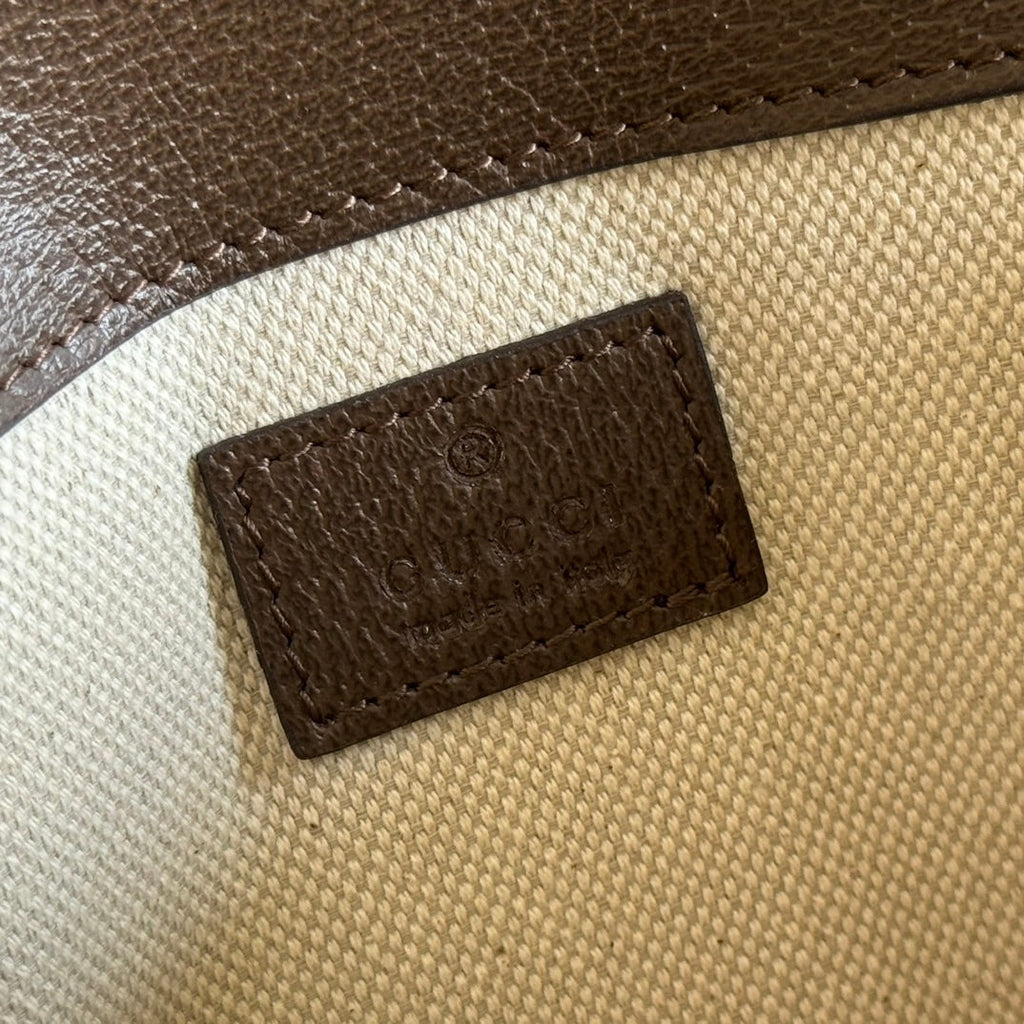 GUCCI OPHIDIA BELT BAG 24 IN BEIGE AND DARK BROWN CANVAS
