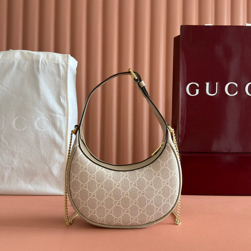 GUCCI SUPREME SHOULDER BAG 22 CREAM IN CANVAS GOLD HARDWARE