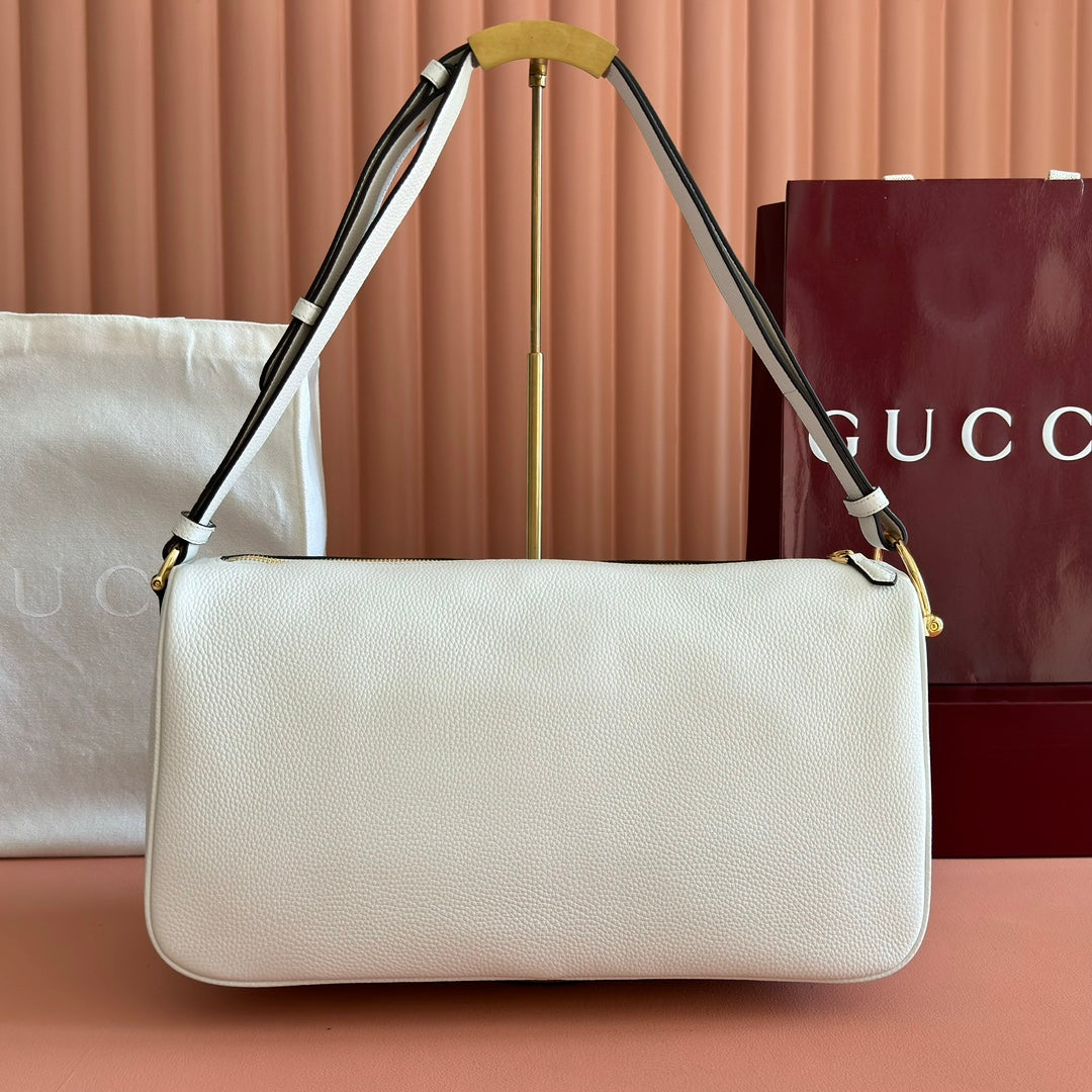 GUCCI 26S SHOULDER BAG 38 IN WHITE CALFSKIN