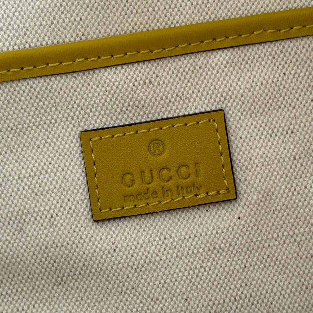 GUCCI 26S SHOULDER BAG 31 IN YELLOW EMBOSSED SUEDE