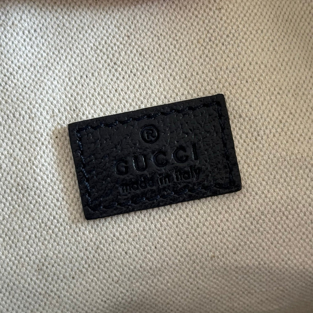 GUCCI 26S GIGLIO TOP HANDLE BAG 27 IN BLUE AND WHITE DENIM