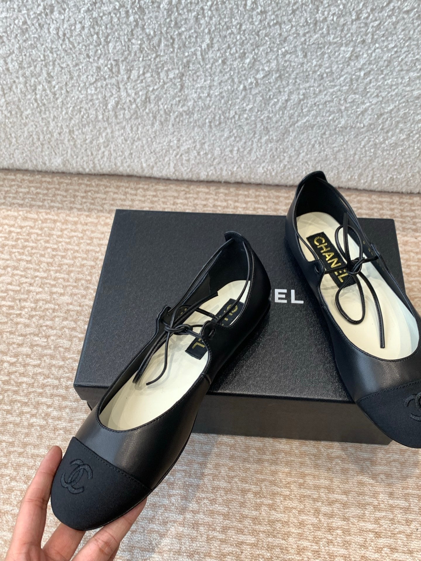 CHANEL MARY JANE BALLERINA IN BLACK LAMBSKIN