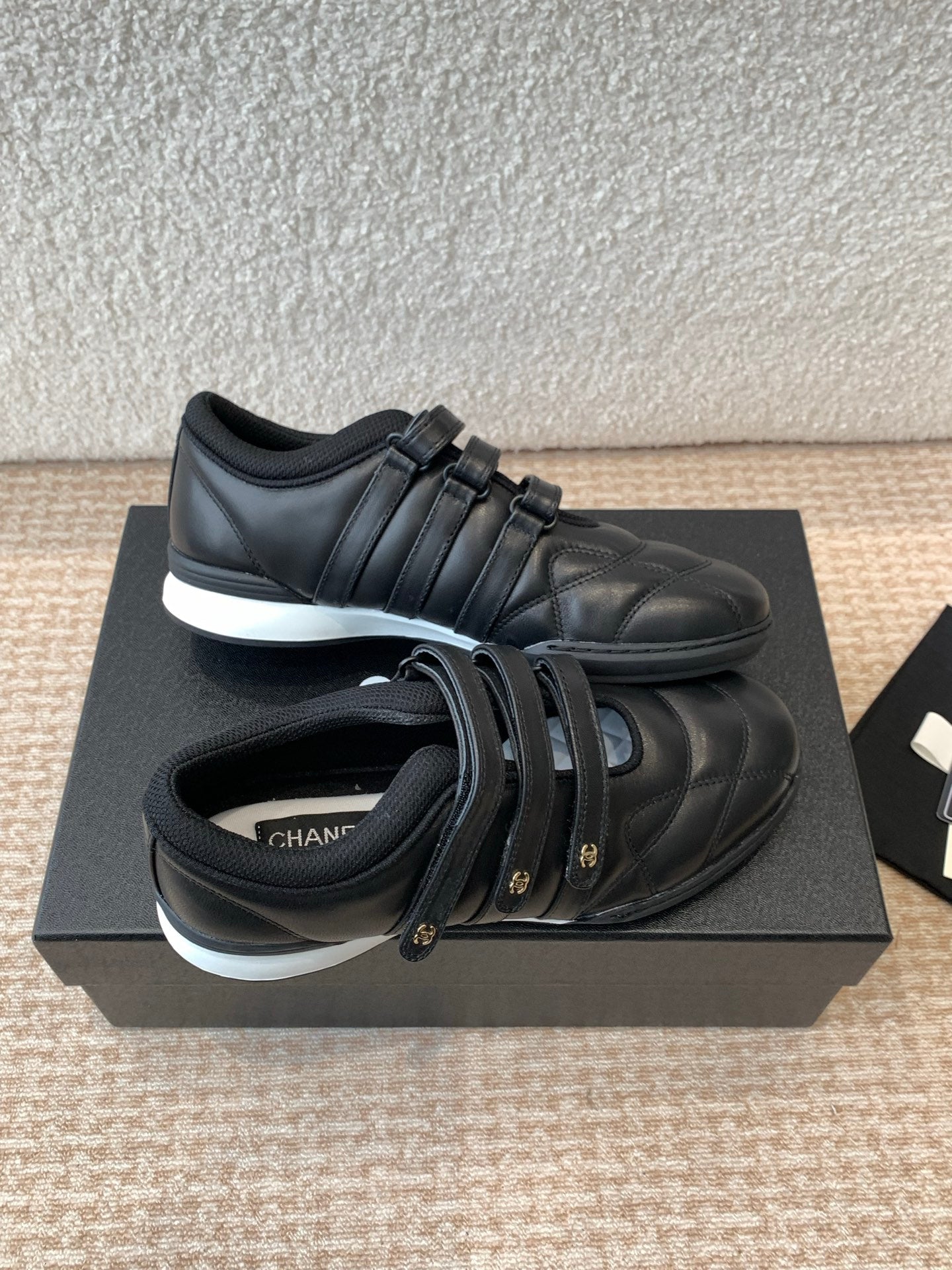 CHANEL MARY JANE SNEAKERS IN BLACK LAMBSKIN