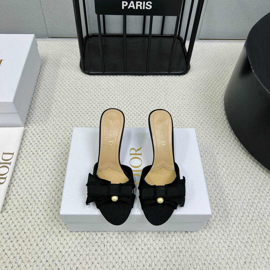 DIOR HIGH AABLE MULE IN BLACK FABRIC