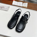 HERMES SQUARE TOE SLINGBACK BLACK CALFSKIN
