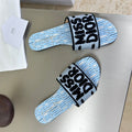 DIOR DWAY SLIDE EMBROIDERED COTTON AND POWDER BLUE MISS  ALLOVER MOTIF