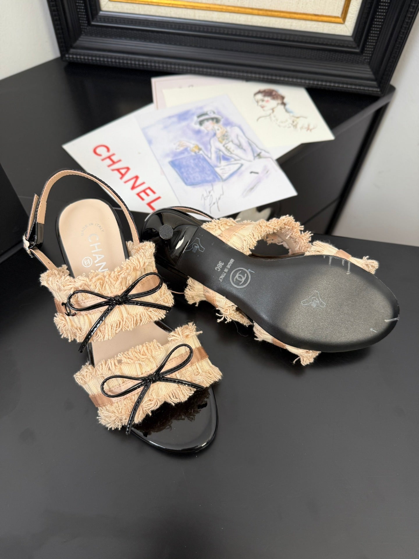 CHANEL PEACH PINK GROSGRAIN CANVAS BOW SLINGBACK SANDALS 65 MM